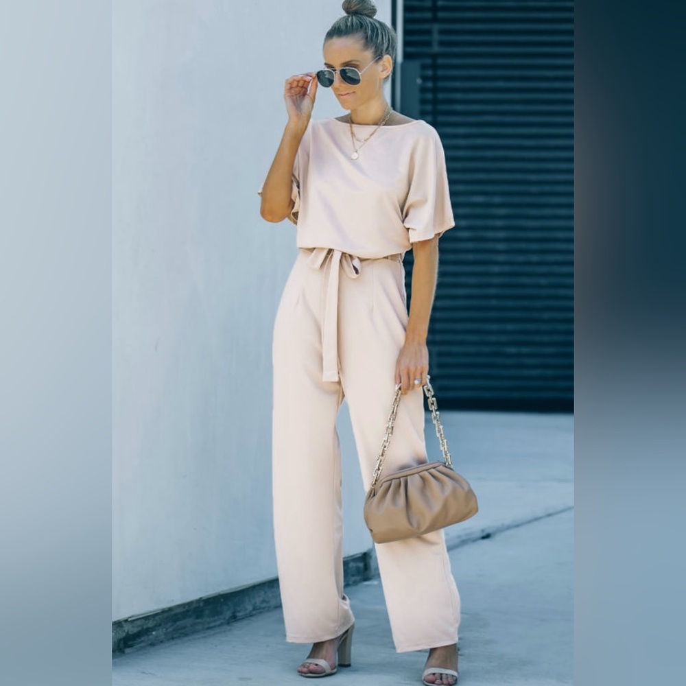 Leigh belted wide leg jumpsuit